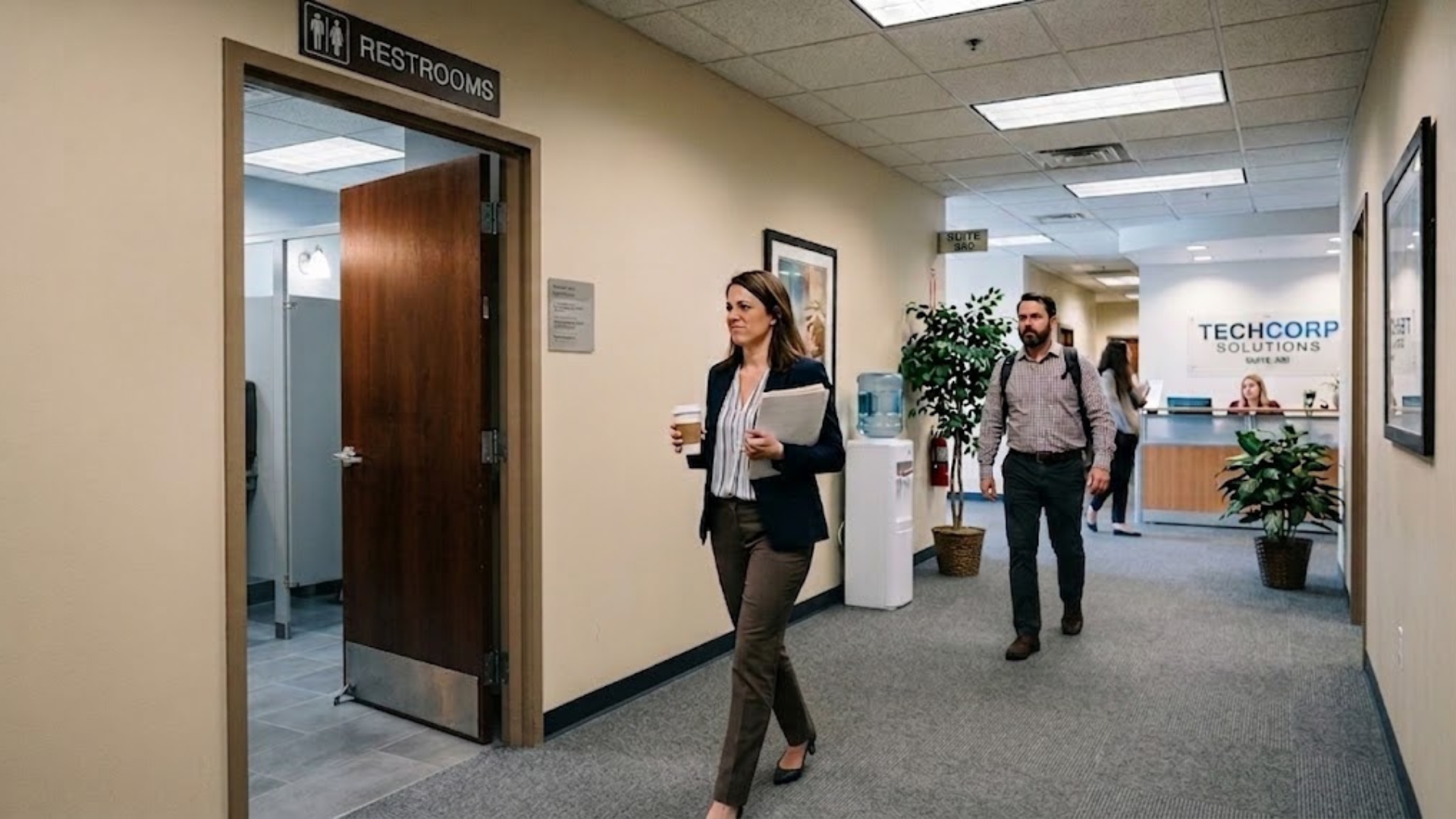 restroom odor spreading through the hallway