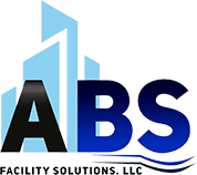 Logo for ABS Facility Solutions, LLC, featuring blue and black text over an abstract building design.