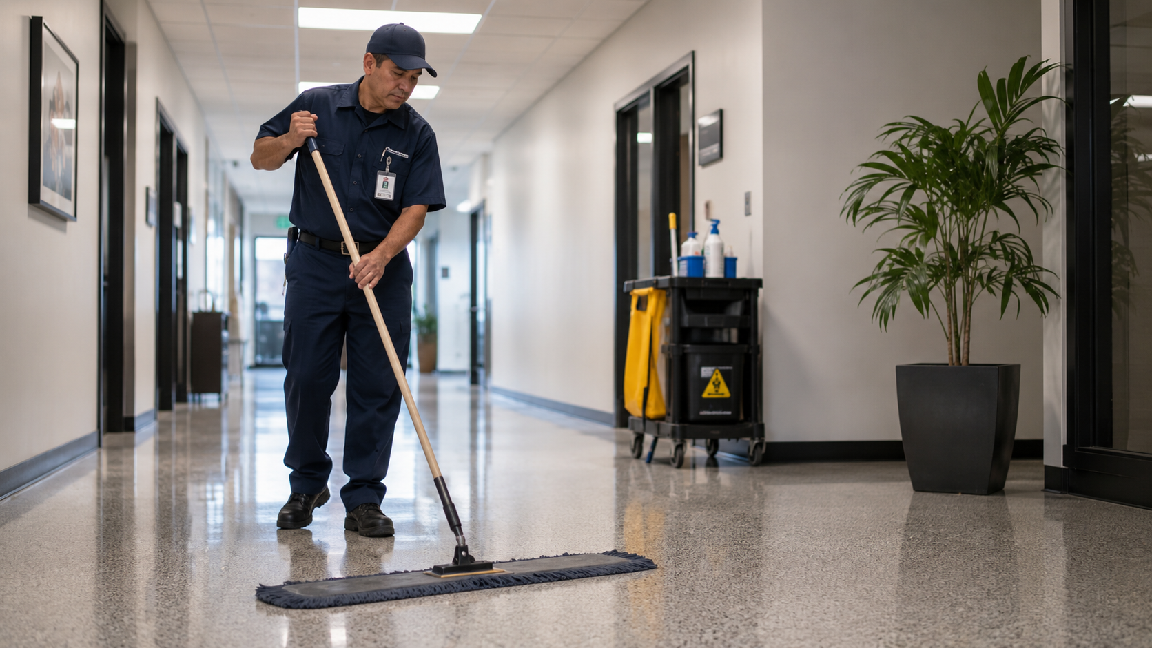 janitorial cleaning for daily hard floor care