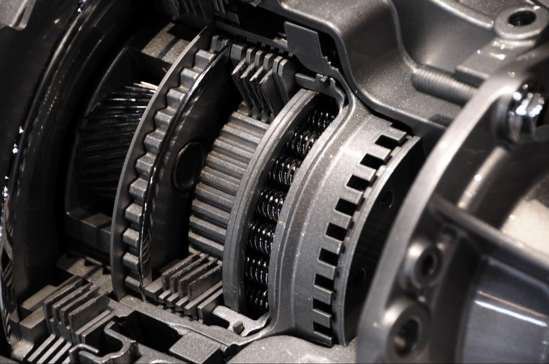 A close up of a gearbox in a car.