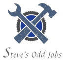 A logo for steve 's odd jobs with a wrench and hammer