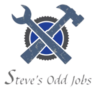 A logo for steve 's odd jobs with a wrench and hammer