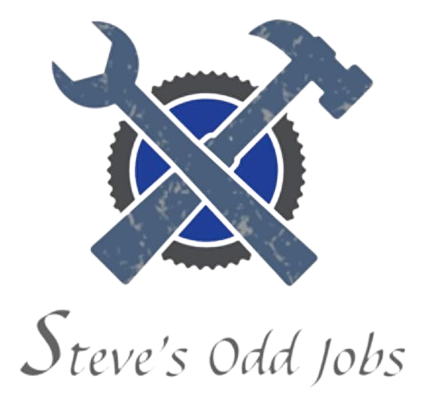 A logo for steve 's odd jobs with a wrench and hammer