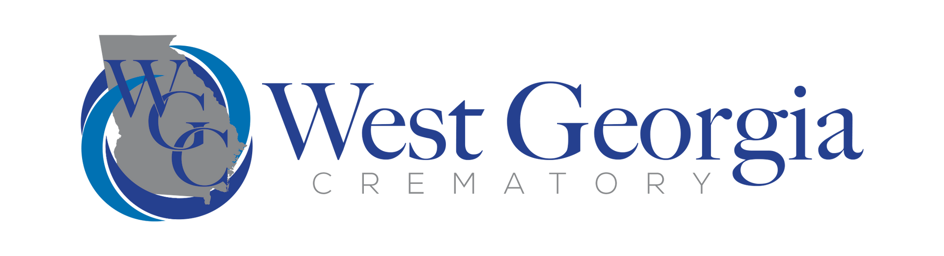West Georgia Crematory logo with blue globe and text on a white background