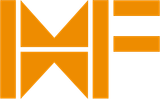 An orange logo featuring a stylized letter 