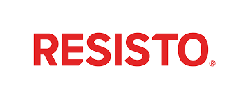 Un logo resisto rouge sur fond blanc