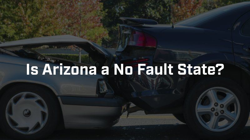 Two damaged cars involved in a rear-end collision with the text overlay 