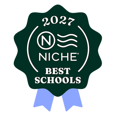 Dark green seal with white text reading