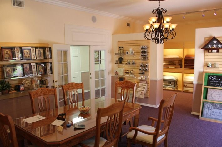 Showroom and office at Douglass Family Mortuary in Lynwood, CA