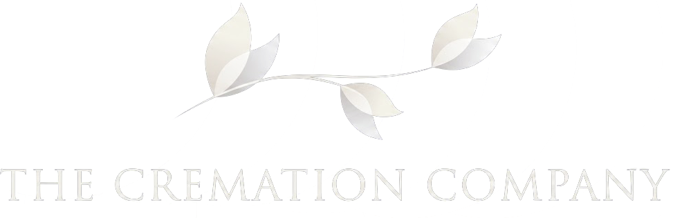 “The Cremation Company” logo with a light gray leaf branch on a white background
