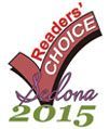 Readers' Choice award logo, Sedona 2015. Red checkmark with white text