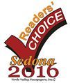 Sedona 2016 Readers' Choice award logo: red checkmark,