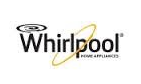 Whirlpool Home Appliances logo: black text with gold swirl.