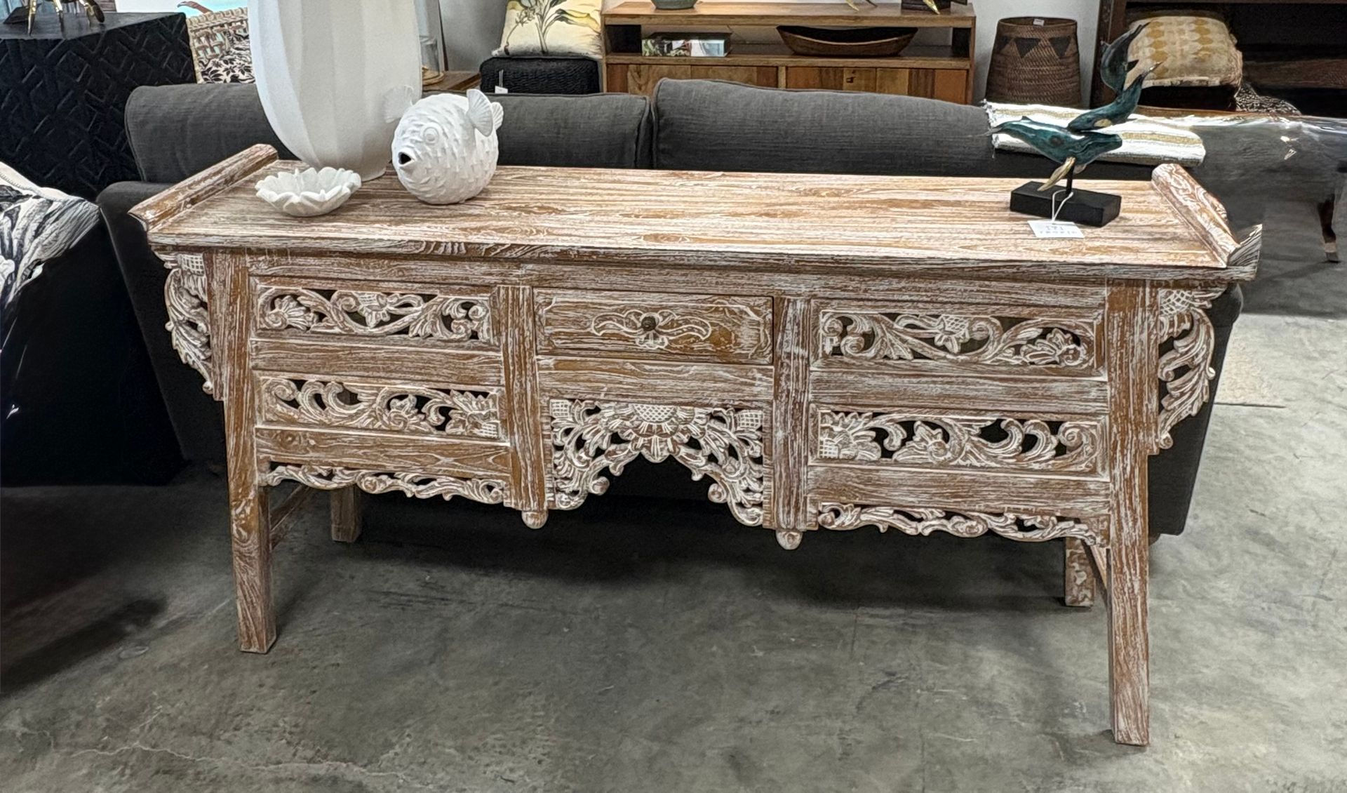 Recycled White Washed Indonesian Console Table &mdash; Tropic Living In Smithfield, QLD