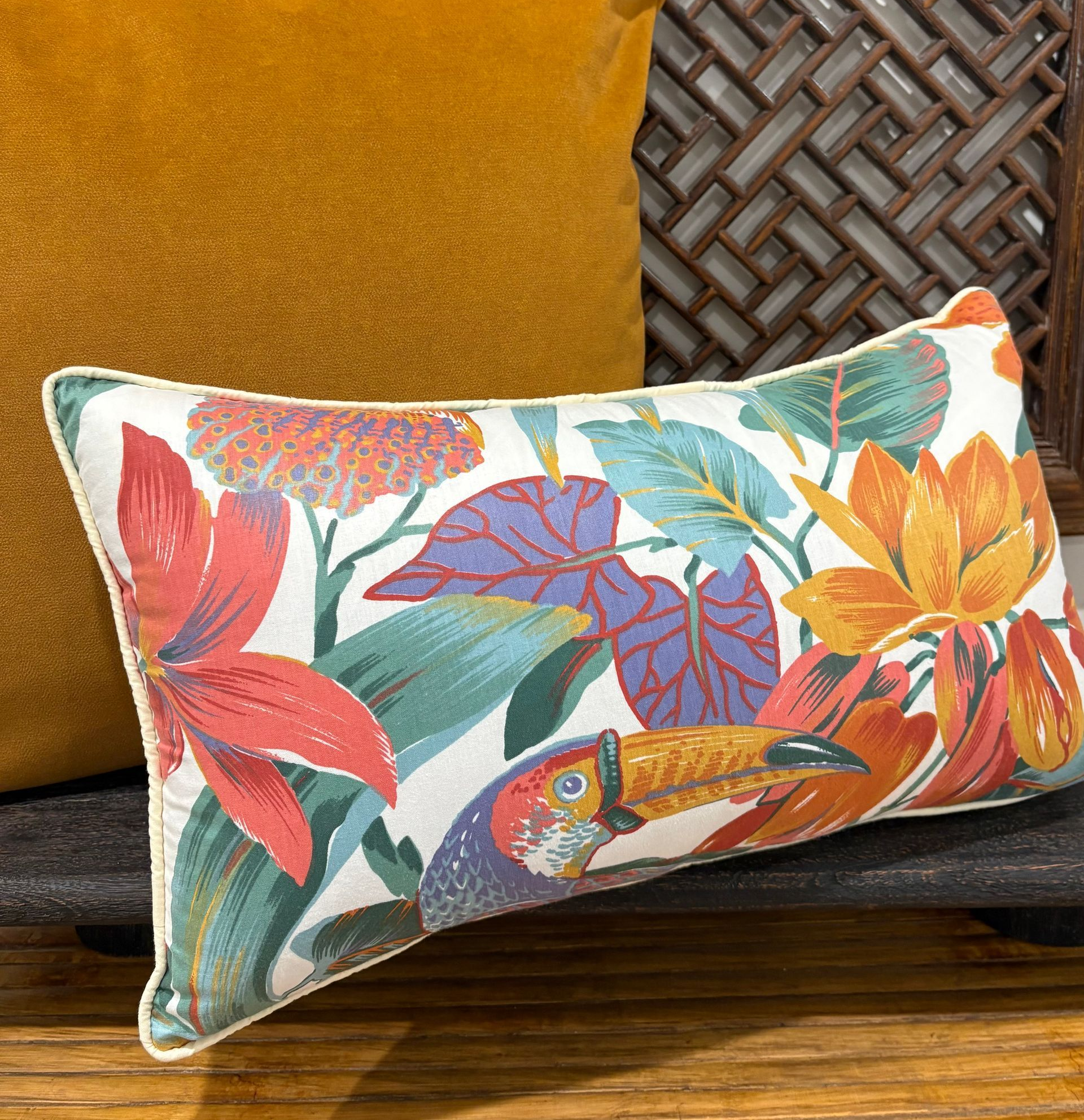 Tropical Cushion Featuring A Toucan &mdash; Tropic Living In Smithfield, QLD