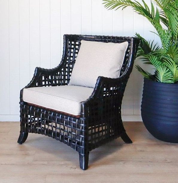 Maui Arm Chair In Matt Black Finish &mdash; Tropic Living In Smithfield, QLD
