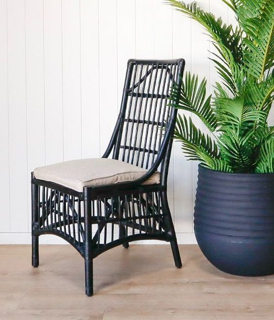 Island Rattan Dining Chair In Matte Black — Tropic Living In Smithfield, QLD