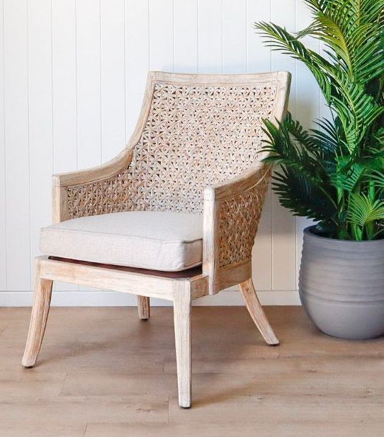 Plantation Arm Chair In White Wash Finish &mdash; Tropic Living In Smithfield, QLD