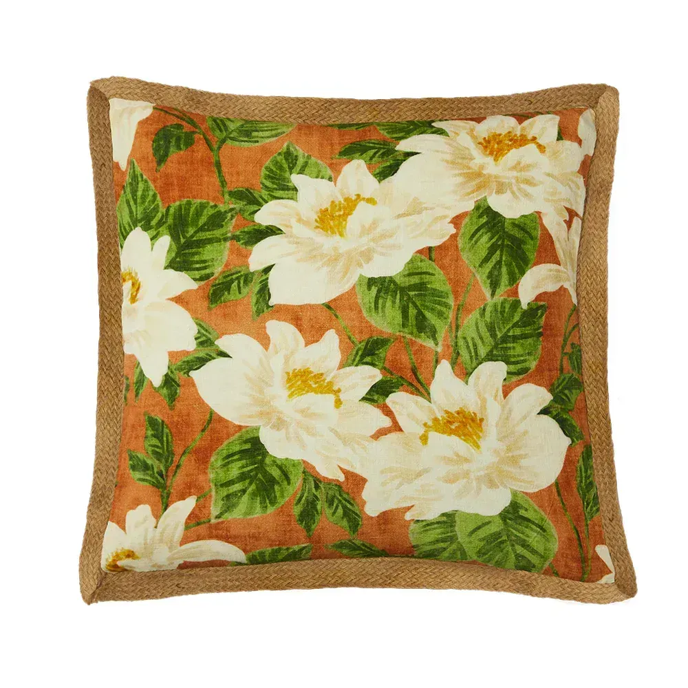 Nora Toffee Cotton Cushion With Jute Trim — Tropic Living In Smithfield, QLD