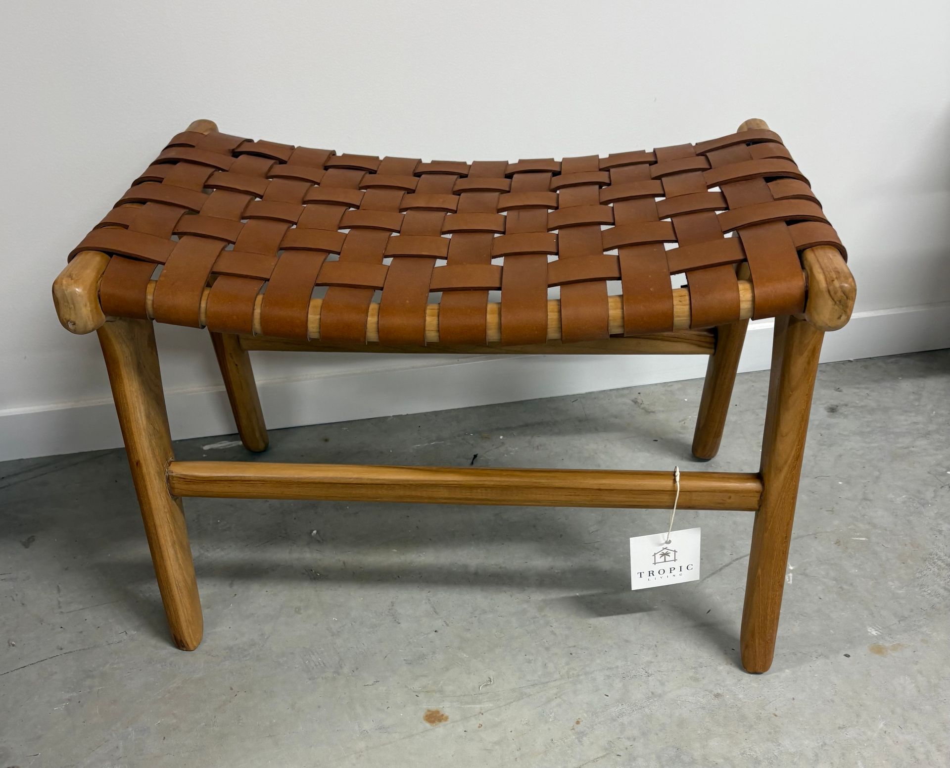 Stool Teak with Leather Design &mdash; Tropic Living In Smithfield, QLD