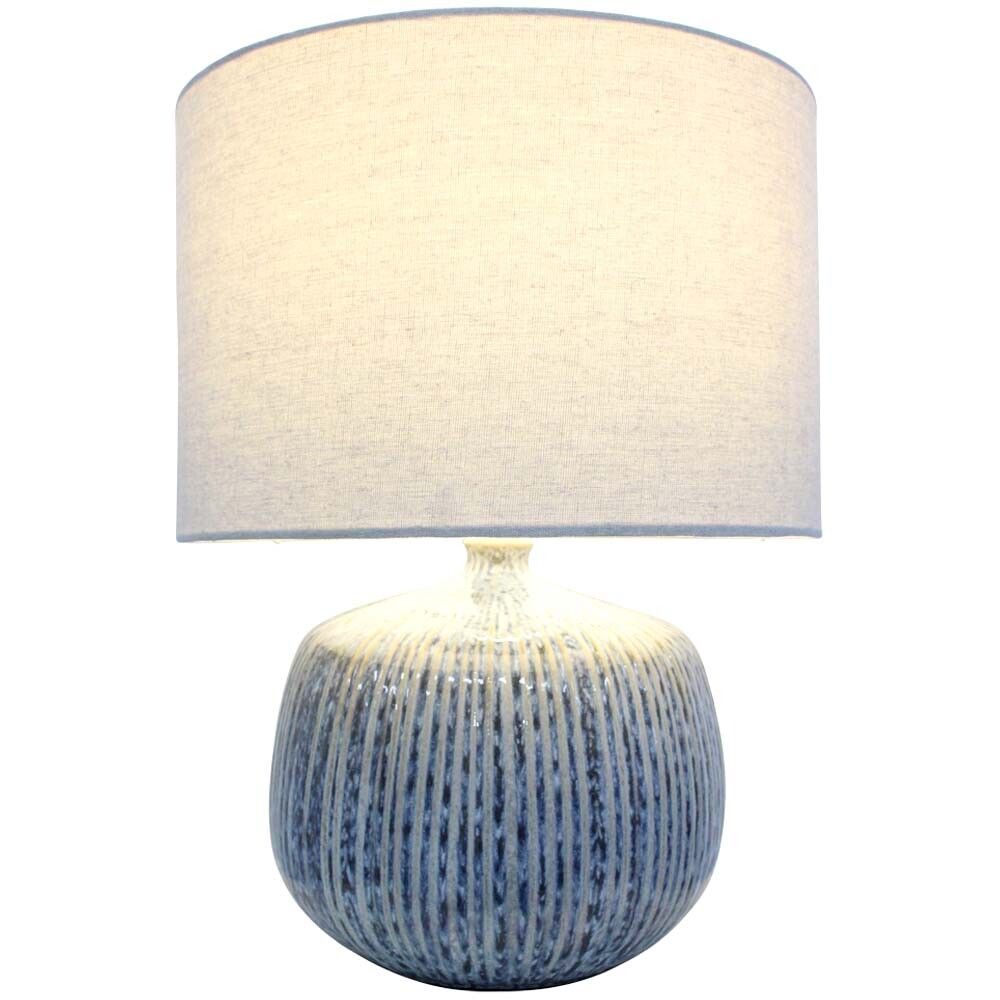 Blue Ceramic Table Lamp With Linen Style Shade &mdash; Tropic Living In Smithfield, QLD