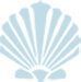 Light blue fan-shaped shell or sunburst logo with a small abstract base