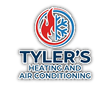 Tyler&rsquo;s Heating and Air Conditioning logo with red and blue flame and snowflake icon