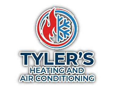 Tyler’s Heating and Air Conditioning logo with red and blue flame and snowflake icon