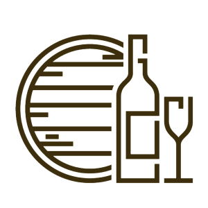 icon - wine barrel, bottle and cup