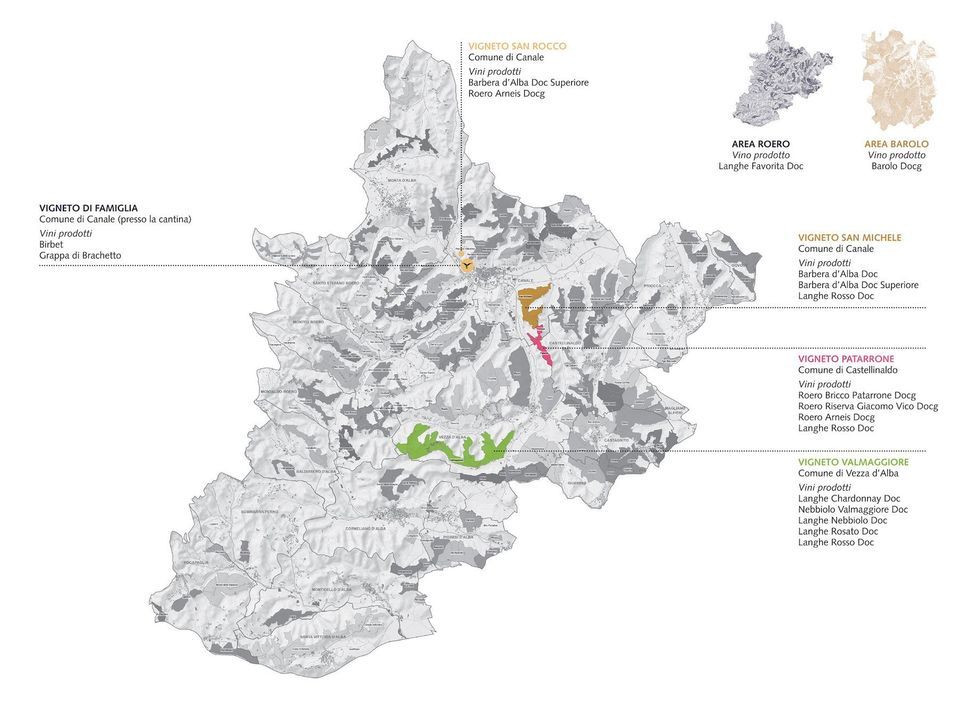 cartina fisica dell'area Roero