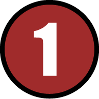 Red circle with a black border and a white number 1 in the center