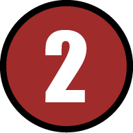 White number 2 on a red circle with a black outline
