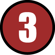 White number 3 on a red circle with a black border