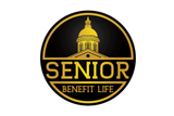 Senior Benefit Life logo with gold capitol dome and text on black circular background