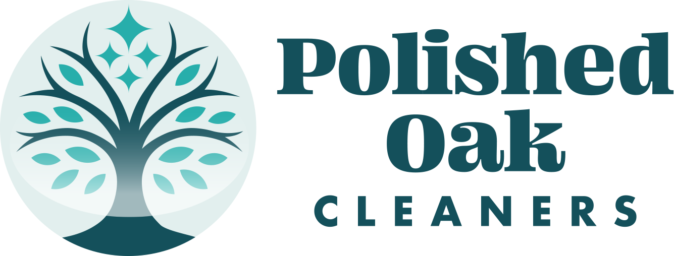 Logo of Polished Oak Cleaners featuring a tree at the center