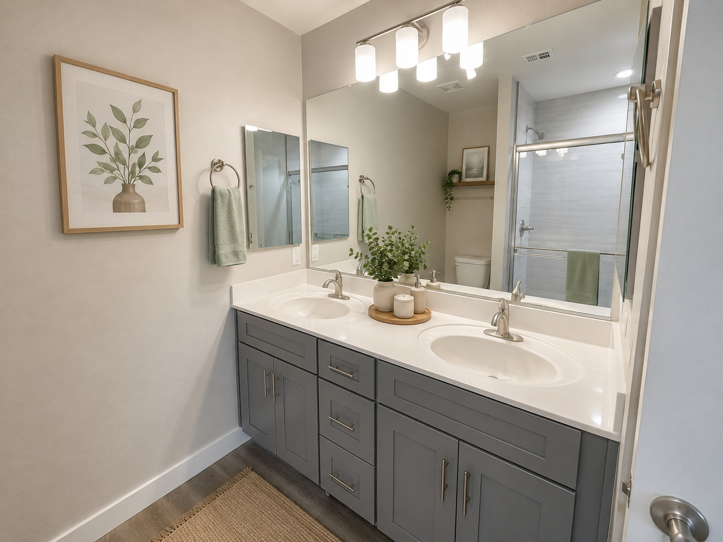 Apartment bathroom — representative home at Stone View on Central.