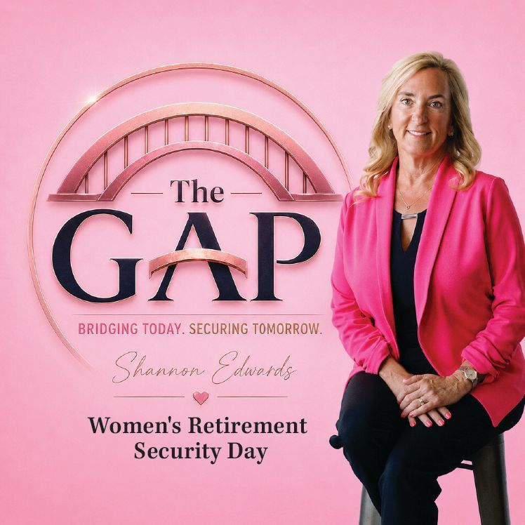 Podcast cover with pink backdrop, “The GAP” title, and a woman seated in a bright pink blazer, Episode 17.