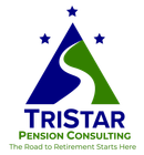 Tristar Pension Consulting logo with blue-green triangle, stars, and tagline “When the Roads to Retirement Starts Here”