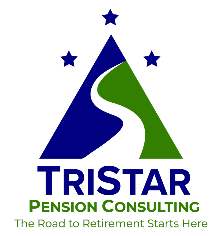 Tristar Pension Consulting logo with blue-green triangle, stars, and tagline “When the Roads to Retirement Starts Here”
