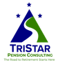 Tristar Pension Consulting logo with blue-green triangle, stars, and tagline “When the Roads to Retirement Starts Here”