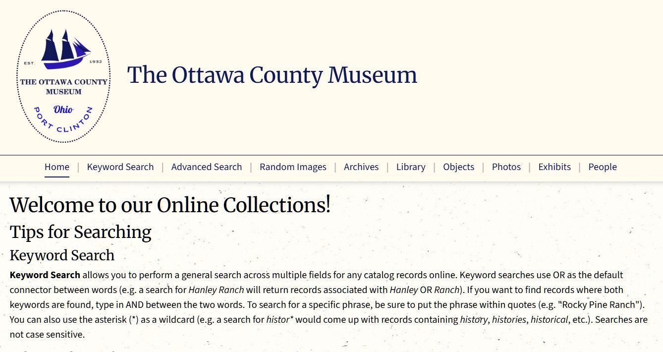 Online Catalof of Images - The Ottawa County Museum - Screenshot