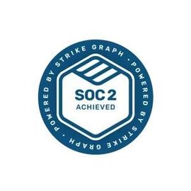 A logo for soc 2 achieved by strike graph