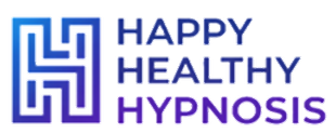 Happy Healthy Hypnosis logo with blue “H” icon and text on white background