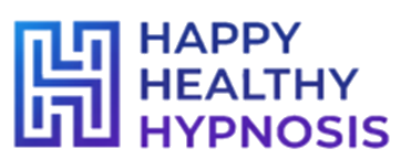 Happy Healthy Hypnosis logo with blue “H” icon and text on white background