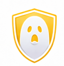 Yellow shield icon with a white ghost face and surprised expression