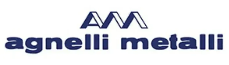 Logo Agnelli Metalli in blu su sfondo bianco.