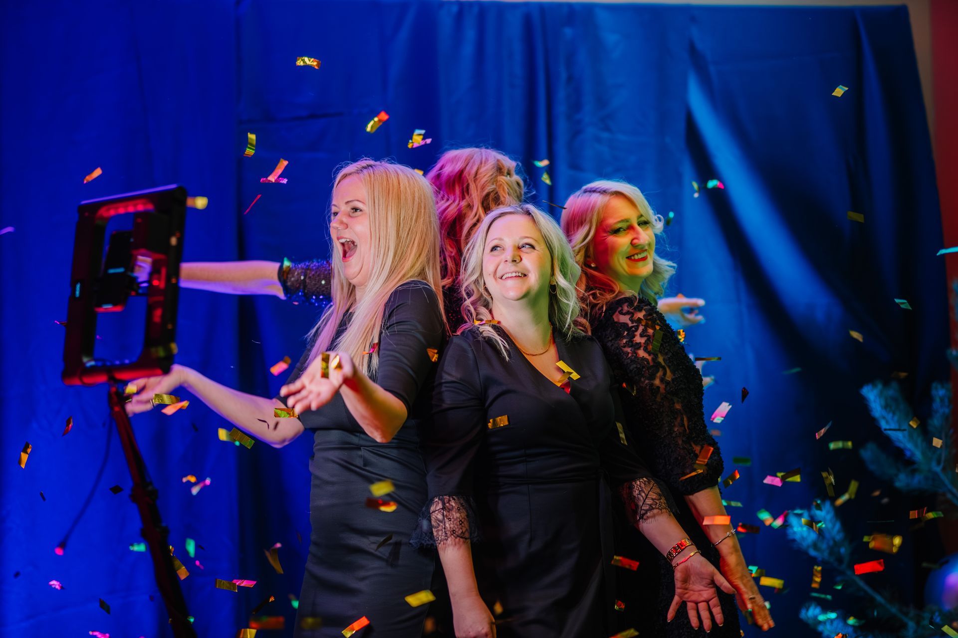 Women attending an event with the IS Photobooth IS 360