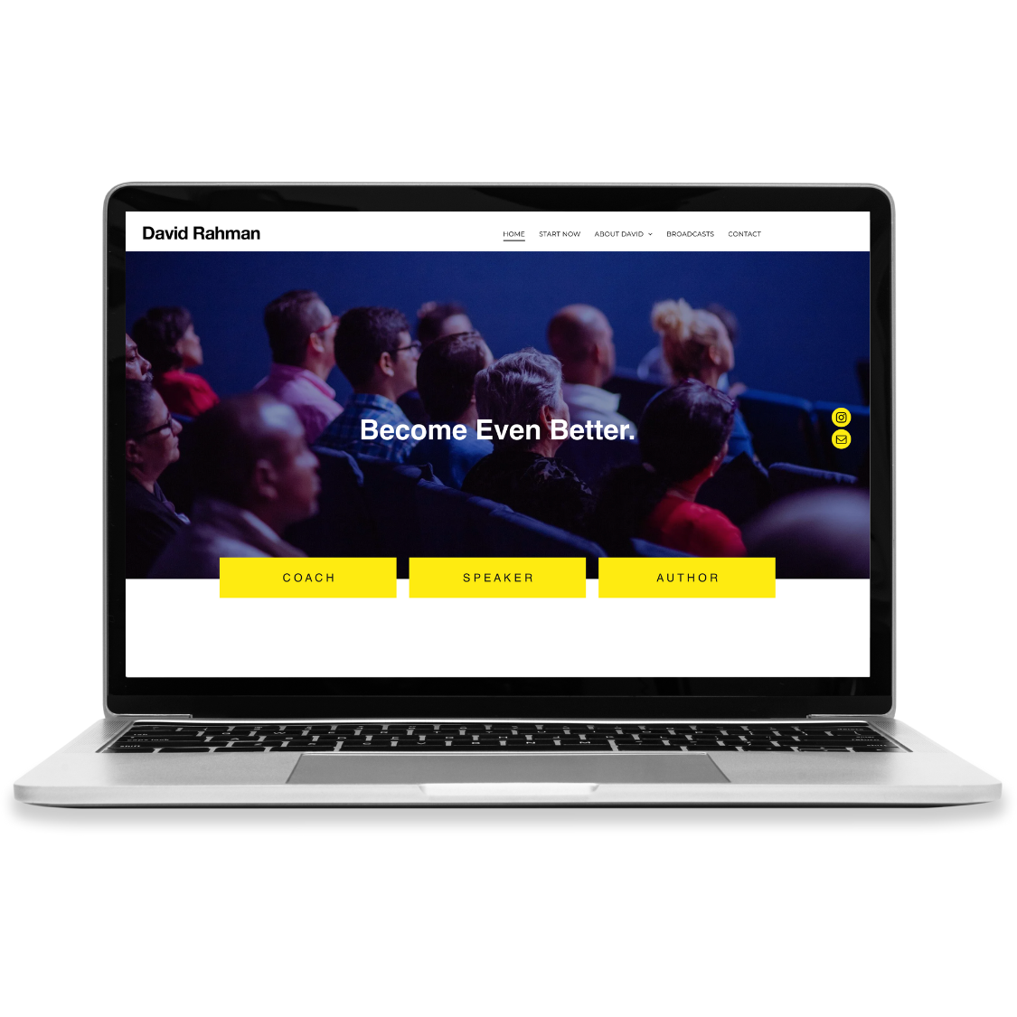 A laptop computer is open to a website that says `` become even better ''.