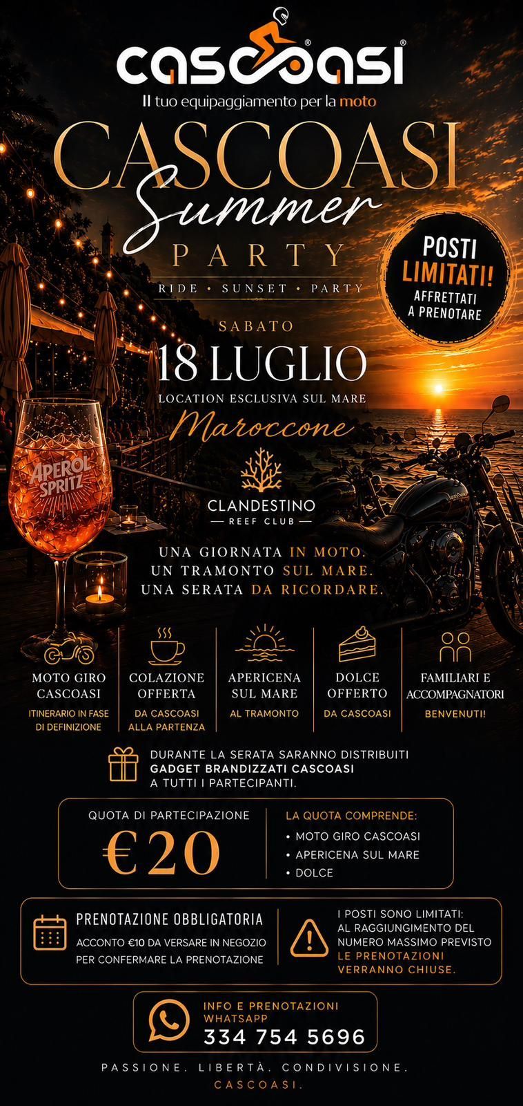 Dark summer party poster with fireworks, palm silhouettes, and event details in gold and black.
