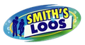 Logo for Smith's Loos, featuring a family figure, blue and green oval with yellow text.